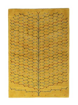 Full view of New Persian Gabbeh rug from Iran / Persia, 181 × 124 cm in Yellow tones