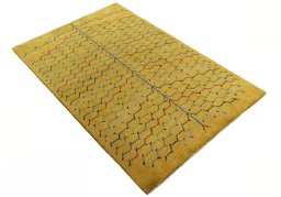 Close-up detail of New Persian Gabbeh rug from Iran / Persia showing Wool weave
