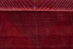 Full view of New Persian Gabbeh rug from Iran / Persia, 177 × 127 cm in Red tones