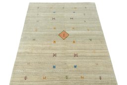 Surface texture of New Persian Gabbeh rug with natural Wool and intricate pattern