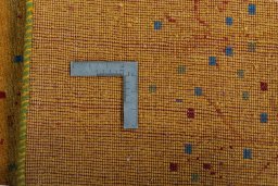 Close-up detail of New Persian Gabbeh rug from Iran / Persia showing Wool weave