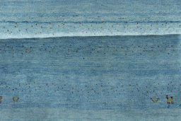Full view of New Persian Gabbeh rug from Iran / Persia, 150 × 105 cm in Blue tones