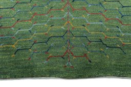Central medallion detail of New Persian Gabbeh rug from Iran / Persia