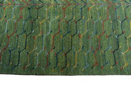 Close-up detail of New Persian Gabbeh rug from Iran / Persia showing Wool weave