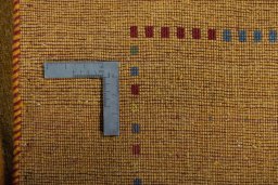 Close-up detail of New Persian Gabbeh rug from Iran / Persia showing Wool weave