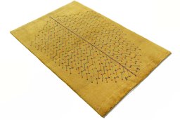 Close-up detail of New Persian Gabbeh rug from Iran / Persia showing Wool weave