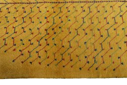 Close-up detail of New Persian Gabbeh rug from Iran / Persia showing Wool weave
