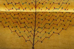 Full view of New Persian Gabbeh rug from Iran / Persia, 184 × 122 cm in Yellow tones