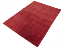 Corner detail of New Persian Gabbeh rug showing border pattern and Wool pile