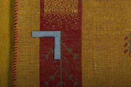 Close-up detail of New Persian Gabbeh rug from Iran / Persia showing Wool weave