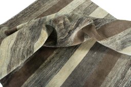 Corner detail of New Persian Gabbeh rug showing border pattern and Wool pile