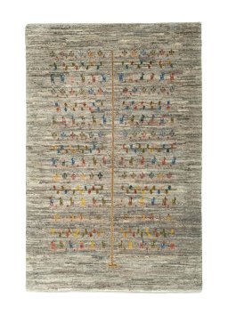 Full view of New Persian Gabbeh rug from Iran / Persia, 165 × 107 cm in Gray tones
