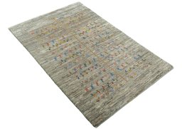 Close-up detail of New Persian Gabbeh rug from Iran / Persia showing Wool weave