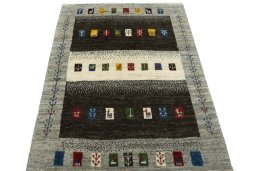 Surface texture of New Persian Gabbeh rug with natural Wool and intricate pattern