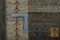 Close-up detail of New Persian Gabbeh rug from Iran / Persia showing Wool weave