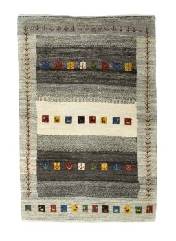 Full view of New Persian Gabbeh rug from Iran / Persia, 156 × 102 cm in Brown tones