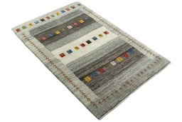 Close-up detail of New Persian Gabbeh rug from Iran / Persia showing Wool weave