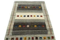 Surface texture of New Persian Gabbeh rug with natural Wool and intricate pattern