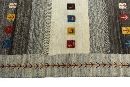 Close-up detail of New Persian Gabbeh rug from Iran / Persia showing Wool weave