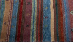 Close-up detail of New Persian Gabbeh rug from Iran / Persia showing Wool weave