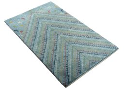 Close-up detail of New Persian Gabbeh rug from Iran / Persia showing Wool weave