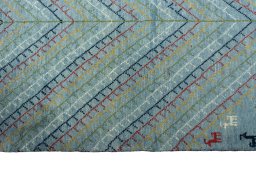 Close-up detail of New Persian Gabbeh rug from Iran / Persia showing Wool weave
