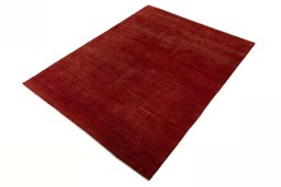 Corner detail of New Persian Gabbeh rug showing border pattern and Wool pile