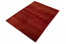 Corner detail of New Persian Gabbeh rug showing border pattern and Wool pile