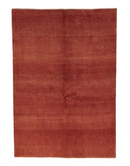 Full view of New Persian Gabbeh rug from Iran / Persia, 245 × 170 cm in Red tones