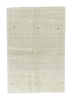 Full view of New Persian Gabbeh rug from Iran / Persia, 212 × 145 cm in Beige tones