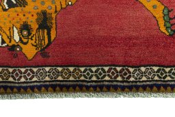 Central medallion detail of 2000s Persian Gabbeh rug from Iran / Persia