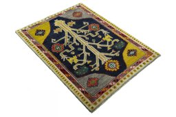 Close-up detail of 2000s Persian Gabbeh rug from Iran / Persia showing Wool weave