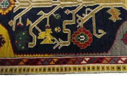 Close-up detail of 2000s Persian Gabbeh rug from Iran / Persia showing Wool weave