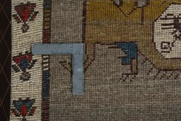 Close-up detail of New Persian Gabbeh rug from Iran / Persia showing Wool weave