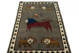 Surface texture of New Persian Gabbeh rug with natural Wool and intricate pattern