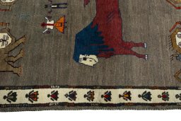 Close-up detail of New Persian Gabbeh rug from Iran / Persia showing Wool weave