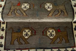 Full view of New Persian Gabbeh rug from Iran / Persia, 160 × 108 cm in Gray tones