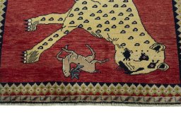 Central medallion detail of 2000s Persian Gabbeh rug from Iran / Persia