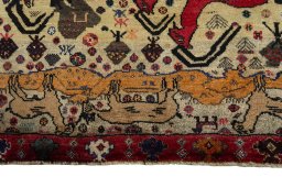 Central medallion detail of 2000s Persian Gabbeh rug from Iran / Persia