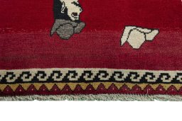 Central medallion detail of 2000s Persian Gabbeh rug from Iran / Persia