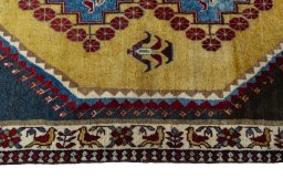 Close-up detail of 2000s Persian Gabbeh rug from Iran / Persia showing Wool weave