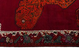 Close-up detail of 2000s Persian Gabbeh rug from Iran / Persia showing Wool weave