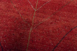Corner detail of New Persian Gabbeh rug showing border pattern and Wool pile