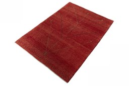 Corner detail of New Persian Gabbeh rug showing border pattern and Wool pile