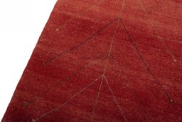 Backside of handmade New Persian Gabbeh rug showing knot structure and weave density