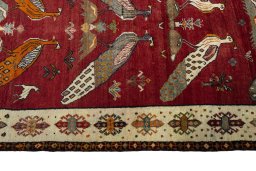 Close-up detail of 2000s Persian Gabbeh rug from Iran / Persia showing Wool weave
