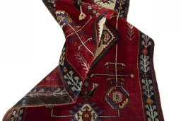 Close-up detail of 2000s Persian Gabbeh rug from Iran / Persia showing Wool weave