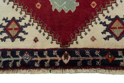 Close-up detail of 2000s Persian Gabbeh rug from Iran / Persia showing Wool weave