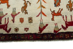 Central medallion detail of 2000s Persian Gabbeh rug from Iran / Persia