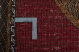 Close-up detail of 2000s Persian Gabbeh rug from Iran / Persia showing Wool weave